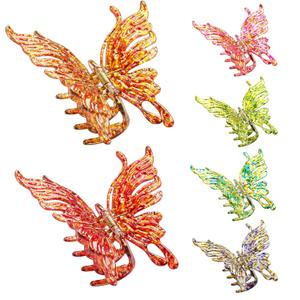 6 Pcs Hair Clips Large Butterfly Hair Clips for Thick Hair No Slip Strong Hold Big Shining Butterfly Hair Claw Clips for Women and Girls Hair Accessories Gifts (Red)