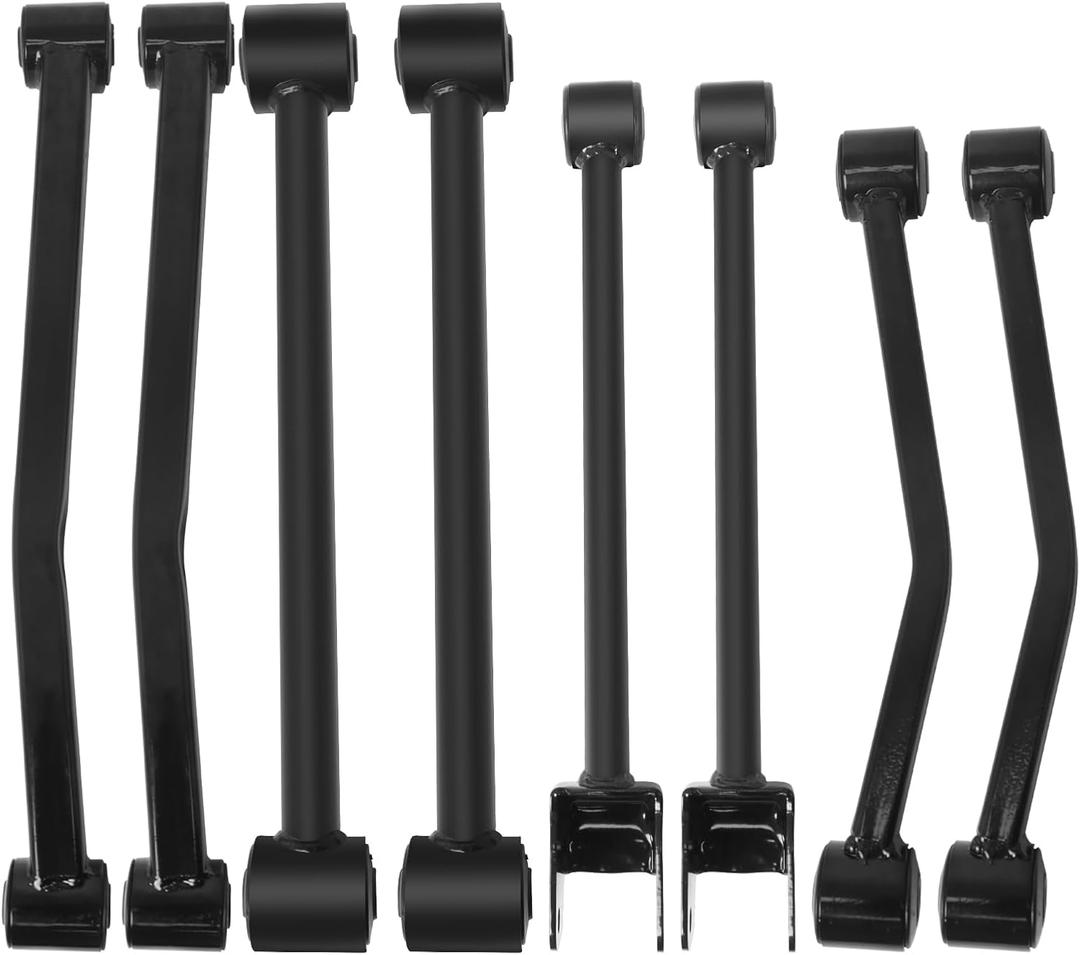 8Pcs Suspension Kit, Front/Rear Control Arm with Bushing for Jeep Wrangler JK 2007-2017, Replace # K641822 K621823 K642032 K641777 52060015AD 52060021AD 52059976AF 52059979AF
