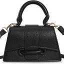 FALETO Mini Purses for Women Cute Top Handle Crossbody Bag Stylish Tiny Clutch Handbag with Strap (Black)