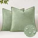 Kevin Textile Spring Waterproof Decorative Pillow Covers Sage Green 20x20 Inch Pack of 2 Soft Boucle Textured Throw Pillowcases Elegant Accent Pillows for Couch Sofa Chair Bed Home Decor