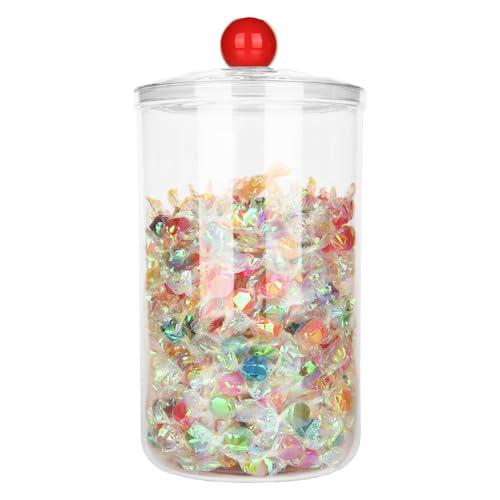 Custde 68oz Clear Plastic Candy Jar with Lid – Airtight Multi-Purpose Storage for Candy, Cookies, Coffee & More – Ideal for Kitchen, Office, Bathroom (68 fl oz)