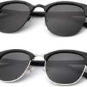 KALIYADI Polarized Sunglasses for Men and Women Semi-Rimless Frame Driving Sun glasses UV Blocking Matte Black 2
