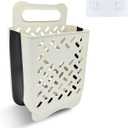 MutiValue Laundry Hamper, Plastic Collapsible Laundry Basket, Portable Wall-Mounted Dirty Clothes Hamper with Hook Space-Saving Foldable Laundry Basket for Room Storage & Organizing (White M)