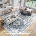 RELEANY Area Rugs 8'x10' Washable Non-Slip, Floral Vintage Distress Print Pattern Medallion Carpet for Living Room Bedroom Dining Room, Light Gray Grey White