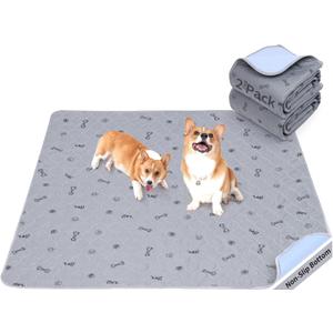 2Pack Puppy Pads Washable, 48x48 Reusable Pee Pads for Dogs, Absorbent Whelping Pads Waterproof Dog Rug NonSlip Protector for Housbreaking,Potty Training,Bed Couch Carpet