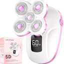 Electric Razors for Women Legs, Rechargeable Rotary Painless Shaver for Legs Bikini Facial Hair Removal, Body Wet/Dry Razor Water Resistant Grooming Kit, Cordless Womens Trimmer for Grooming, Pink