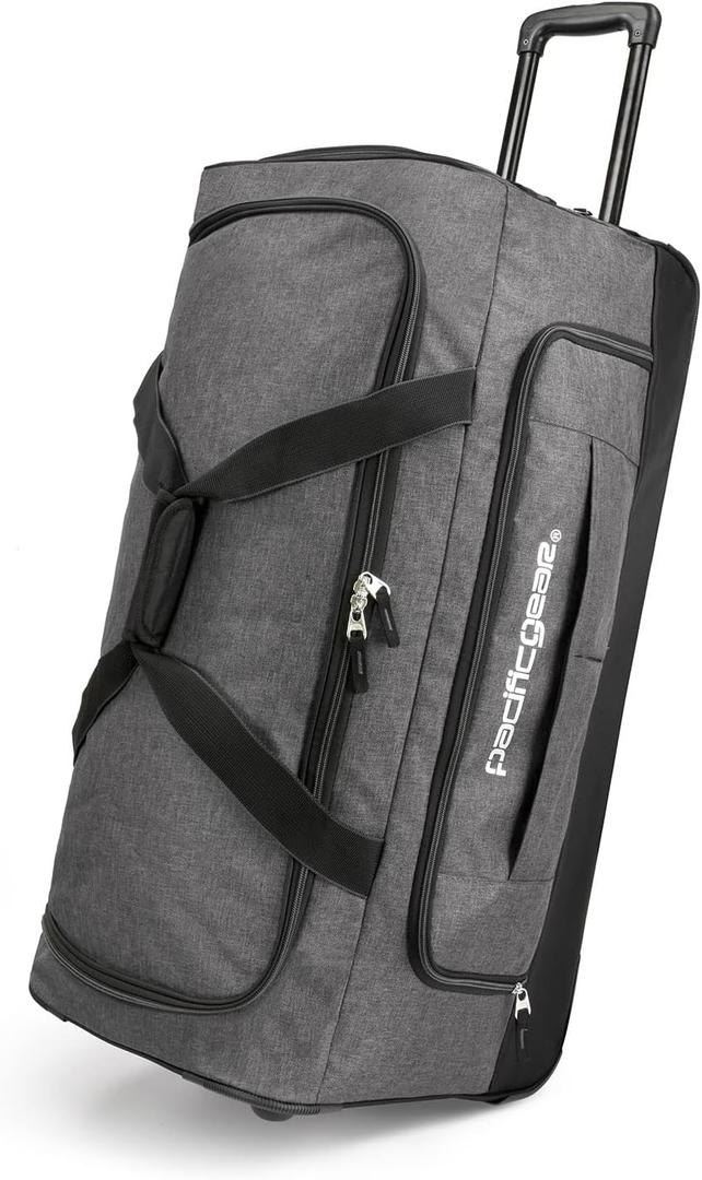 Pacific Gear Rolling Duffel Wheels, 30-inch Luggage, Hockey Bag, Heavy Duty (Grey)