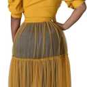 Ekaliy Women Sexy Short Sleeve Bodycon High Low Asymmetrical Ruffle Tunics Blouse Shirt Top Dress (Yellow, M)