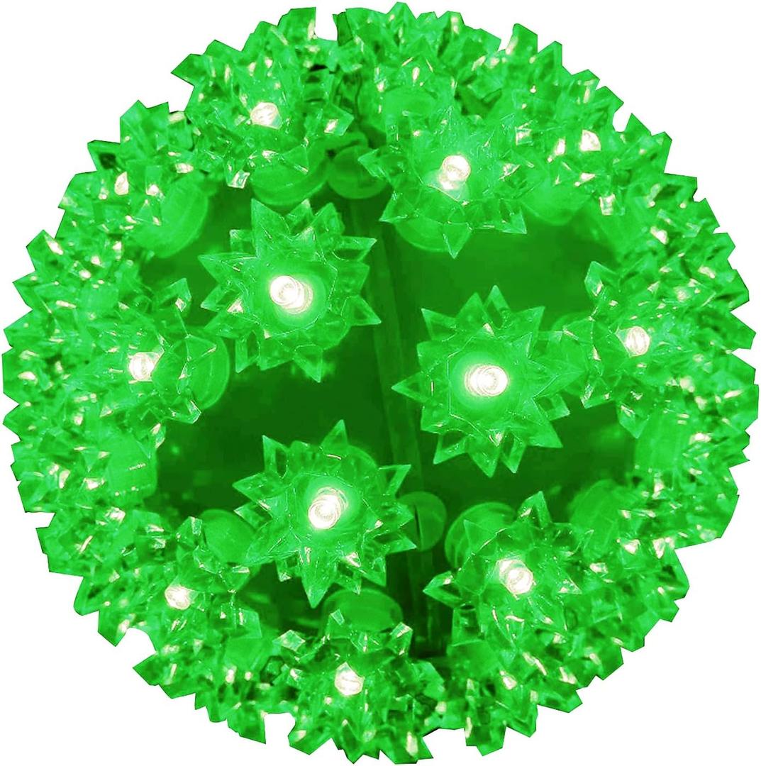 Christmas Lighted Ball 5.5" Outdoor Hanging Sphere Lights Orb 50 LED Green Starlight Sphere for Tree, Porch, Gazebo, Bedroom Decorations