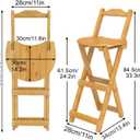 Nisorpa Folding Bar Stool with Backrest Kitchen Counter Height Stool with Back Support Foldable Bamboo Bar Stool Folding Bar Chair for Home Kitchen Island Breakfast No Assembly 1Pack