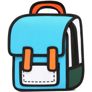Kids Kawaii Backpack for Boys Girls Cute Toddler 2D Cartoon Comic Paper Jump Bookbag Fun Weird School Schoolbag (Blue, Small)