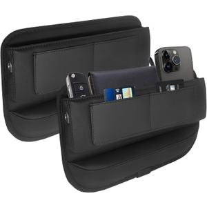 2 packs,Car Leather Seat Gap Filler Organizer and Front Seat Organizer,Center Console Organizer with Card Slots for Car Suv Truck,Fill The Gap Between Seat and Console,Store Phone,Credit Cards,Keys