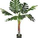 VECELO 4FT Artificial Monstera Plant Tall, 48'' Faux Swiss Cheese Plants Large with Fake Bark, Dried Moss and Pot, Houseplant for Indoor Outdoor Living Room Home Decor