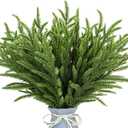 24Pcs Norfolk Pine Branches Stems 13.5" Artificial Pine Needles Sprigs Norfolk Pine Garland Accessories Vase Fillers Winter Fake Christmas Tree Picks Greenery Sprays for DIY Wreaths (24, Green)