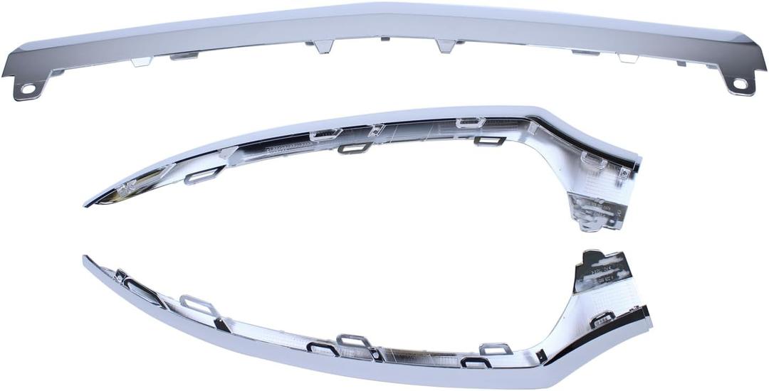 Front Left and Right and Center Lower Bumper Lip Trim Molding Strip Chrome for Mercedes C300 2015-2021, C350e 2016-2018, C400 2015, C63 AMG 2015-2021, C63 AMG S 2015-2023