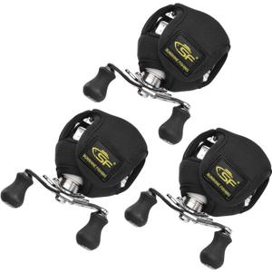 SF Low Profile Casting Reel Cover Black Baitcast Reel Case Pouch Glove Fits 50 100 200 Series Baitcaster 3PCS