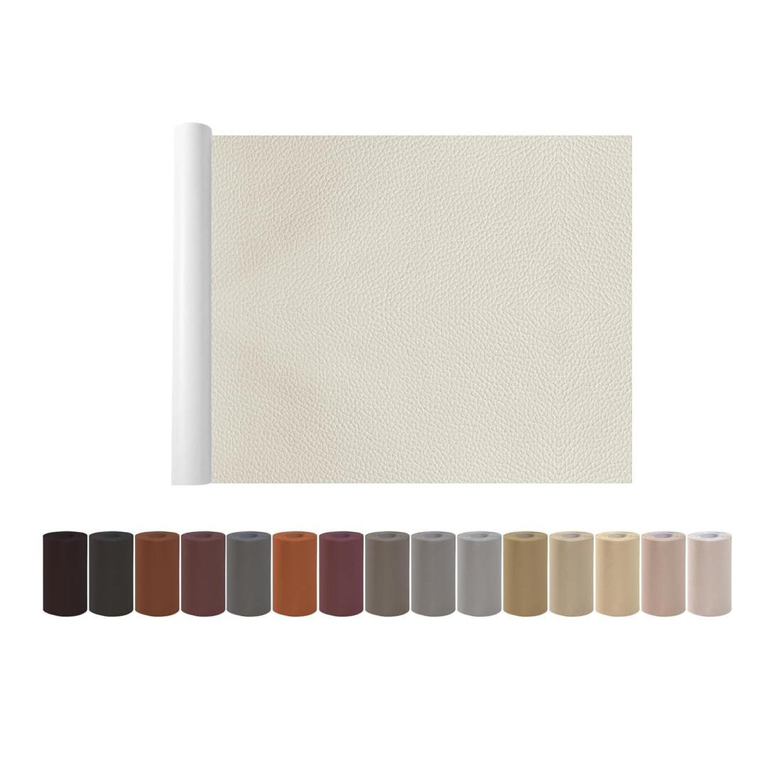 Leather Repair Patch Tape, Ivory 17 x 61 Inches Self Adhesive Leather Repair Kit for Furniture, Car Seat,Vinyl Leather Repair Kit for Office Chairs, Bags, Luggage