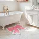 Pink Bow Bathroom Rug, 21" x 28", Pink Cream