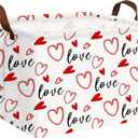 Valentines Day Basket Large Foldable Heart Shaped Storage Box for Gifts Kids Empty Storage Bins Rectangular Toy Organizer Decor (Love Red Hollow Solid Heart)