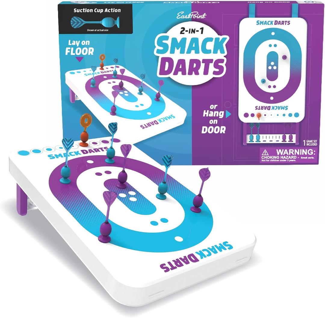EastPoint Smack Darts 2-in-1 Suction Cup Dartboard Game - 12x24 in, Multicolor - Easy Door & Floor Setup for Man Cave & Game Room - Includes 6 Sticky Tips & Spinner for Adults
