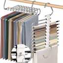 9 Layers Pants Hangers Space Saving, 2 Pack Multifunctional Pant Rack Stainless Steel Closet Organizer for Pants Jeans Leggings Trousers, Antique White