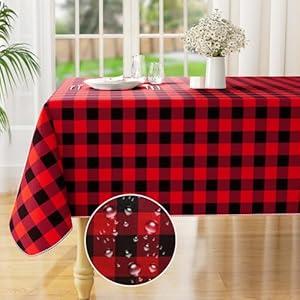 misaya Square Waterproof Vinyl Table Cloth, Buffalo Flannel Backed Tablecloth, Wipeable Plastic Table Cover for Dinner, Kitchen, Outdoor (54" x 54", Aquamarine and White)
