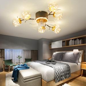 Chandelier Ceiling Fans with Lights for Bedroom: 12 Light Modern Chandelier with Fan for Living Room - LED Fan Light Fixture with Starry Sky for Home Decor - 49" Black Fandeliers with Remote