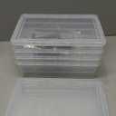 BiuLeon 4 Pack Extra Large Pencil Box, Plastic Pencil Case Organizer, Clear Crayon Box Marker Organizer, Stackable Craft Organizers and Storage for Pen, Craft, Art Supply(Grey)