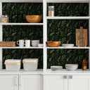 2 x Green Leaf Black Floral Wallpaper Peel and Stick Forest Botanical Foliage Wallpaper for Bedroom Decorative Leaf Dark Contact Paper for Cabinets Drawer Vintage Removable Wall Paper 12"x118"