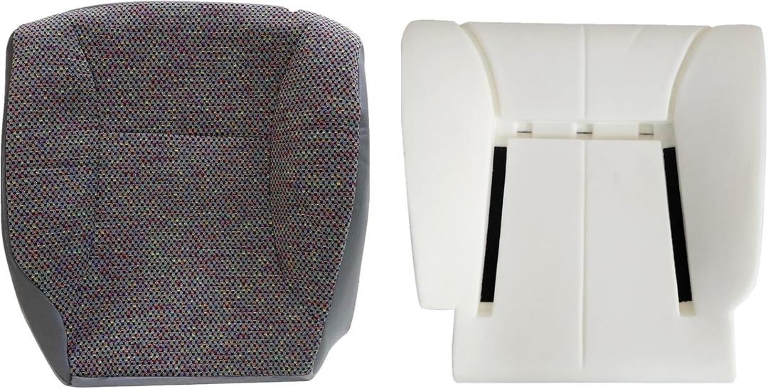 Priprilod Cloth Mist Gray Driver Side Bottom and Foam Cushion Replacement Seat Cover Compatible with Dodge Ram 1500 2500 3500 1998 1999 2000 2001 2002
