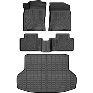 T TGBROS Floor Mats for Honda Civic 2016-2021 All-Weather Full Set Custom Fit TPE Liners Back Seat Protector Cargo Liner Trunk for Civic Accessories 4PCS(Coupe/Sedan/Type R/Insight)