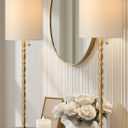 Buffet Lamps Set of 2, 28.5" Tall Brass Finish Lamps for Entryway, Hallway, Console Table, Dining Sideboard or Living Room, UL Certified with Pull Chain, Linen Shade, Urban Luxury Style