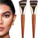 Pack of 2 Fixleren 2 Pcs Flat Foundation Brush - Premium Makeup Face Brush for Blending, Liquid Makeup Tool (Brown)