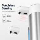 Automatic Liquid Soap Dispenser Touchless, 304 Stainless Steel Hand Soap Dispenser, USB Rechargeable, 4 Adjustable Levels, 13.5 oz (400 ml), for Kitchen & Bathroom (White, Liquid)