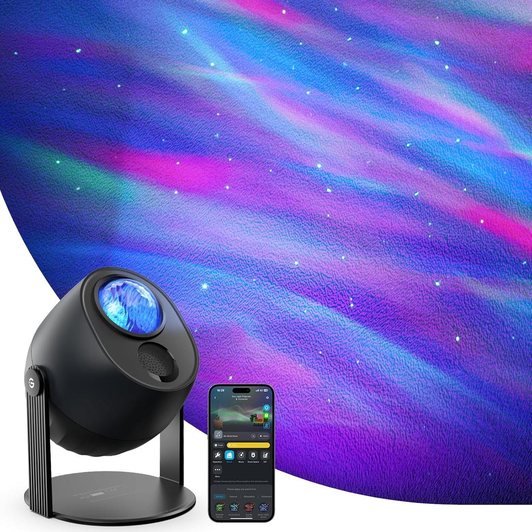 Govee Star Light Projector with 3 Aurora Flowing Effects, Star Projector Works with Matter, Alexa and Google Assistant, 16 Million Colors, 52 Scene Modes, Night Light Projector, Without Plug
