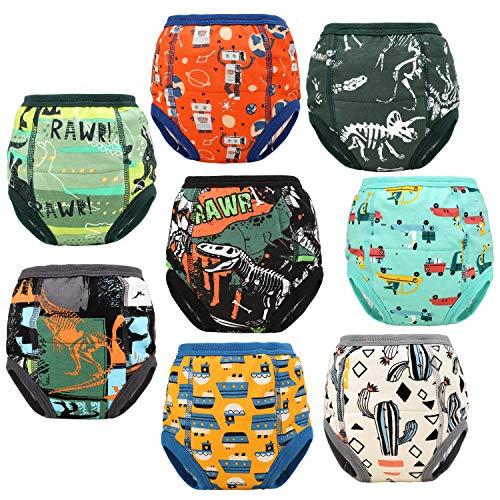 MooMoo Baby 8 Packs Toddler Training Underwear for Boy and Girls Strong Absorbent Cotton Training Pants 5T Green