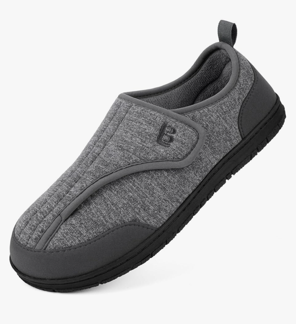 LongBay Men's Wide Slippers Adjustable Diabetic House Shoes Comfy Swollen Edema Slippers Indoor Outdoor 8