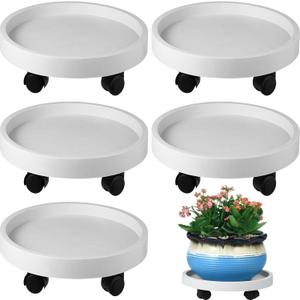 5 Pack Plant Caddy with Wheels Rolling Plant Stand with Wheels 10 Inch Plant Dolly Heavy Duty Large Potted Plant Mover with Casters for Indoor and Outdoor, White