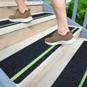 LifeGrip Anti Slip Traction Treads 10 Pack, 6"x32" with Glow in Dark Stripe, Best Grip Tape Grit Non Slip, Outdoor Non Skid Tape, High Traction Friction Abrasive Adhesive for Stairs Step,  6" x 32", Glow, 10
