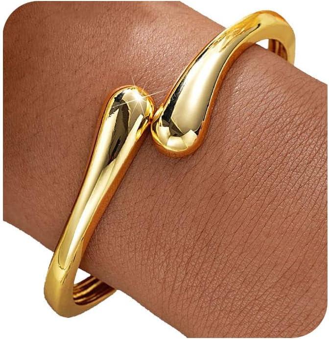 MTINEAPS Gold Bangle Bracelets for Women Teens Trendy Chunky Adjustable Twist Cuff Bracelet Jewelry Gifts