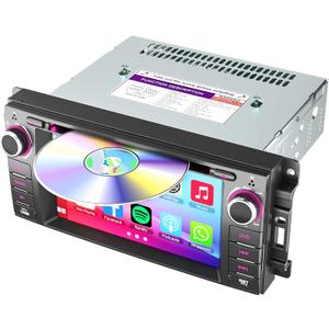 Car Radio Stereo with CD/DVD Player for Dodge RAM 1500 2500 3500 (2009-2012), for Jeep Wrangle/Unlimited (2007-2015),7 Inch Head Unit with CarPlay & Android Auto,Bluetooth & GPS Navigation