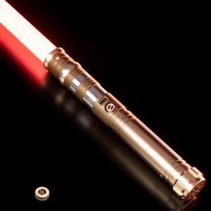 CUSTOM SABER RGB Light Saber 12 Colors Changing,4 Sound Fonts/Metal Hilt, Support Heavy Dueling, Volume Adjustable Light Saber for Adults with Convertec Wheel-Gold