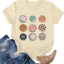 Ithalt Baseball Mom Shirt Game Day Shirts Baseball Graphic Tshirts Baseball Lover Gifts Tops(BBeige, X-Large)