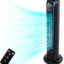 Uthfy Oscillating Tower Fan for Bedroom, Portable Standing Fan with Remote, 3 Modes 3 Speeds, 7.5H Timer, 120° Quiet Cooling for Living room, Office, Black