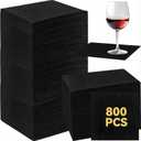 Henoyso 2000 Pack 2 Ply 9.8 x 9.8 Inch Black Cocktail Napkins Bulk