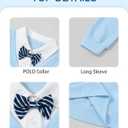 YALLET Toddler Boy Clothes Fake Two Piece Polo Sweatshirt Fall Winter Pullover Top+Bowtie+Pants Outfit Set for Kids(Blue, 3-4T)