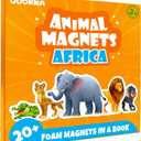 QUOKKA Travel Magnetic Puzzles for Toddlers 1-3  20+Pcs Africa Game with Extra-Long Play Book  Fun Travel Game Toy for Kids Ages 3-5  Strong Magnets for Car Activities  Fun Toddler Puzzle Ages 2-4