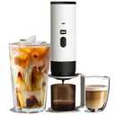 CARLOTA Portable Coffee Maker, 25Bar High Pressure & 80-Second Fast Brew, 8500mAh USB Rechargeable, Aluminum Stand, Compact Espresso Machine for Camping, Travel, Office, Gift for Coffee Lovers (WHITE)