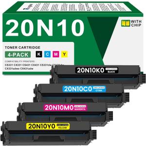 CS331 CX331 Toner Cartridge (with Chip) Replacement for Lexmark 20N10 20N10K0 20N10C0 20N10M0 20N10Y0 Toner Cartridge for CS331 CX331 CS431 CX431 CS331dw CS431dw CX331adwe CX431adw Printer (4-Pack)