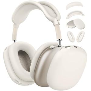 Case for Airpods Max Headphones, Silicone Ear Pad Case Cover/Ear Cups Cover/Headband Covers Accessories for Apple AirPods Max (2024/2020)(USB-C/Lightning)[4 in 1], Stone